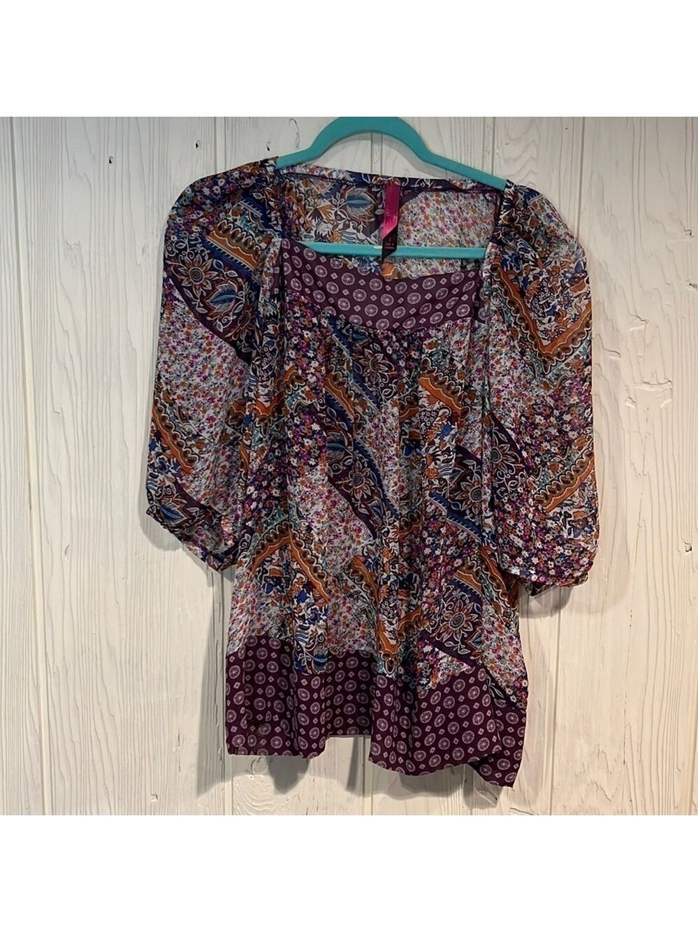 Pure Energy Floral Sheer Blouse Large